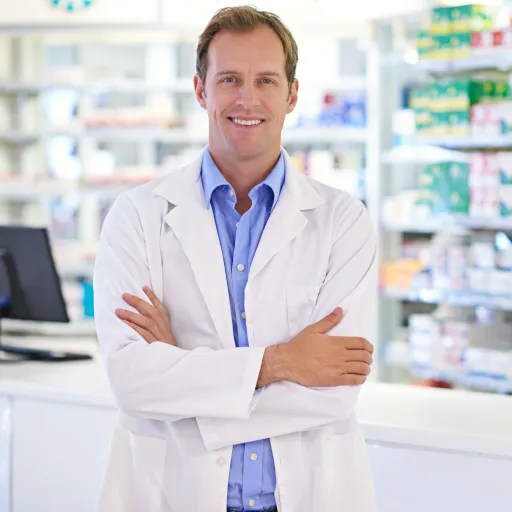 Farmacista con una paziente durante una consulenza in farmacia